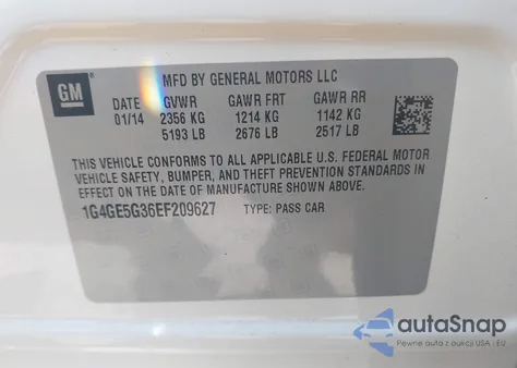 2014 Buick Lacrosse Premium I Group from USA, damaged, VIN 1G4GE5G36EF209627